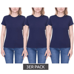 3er Pack PUMA Damen Baumwoll-Shirt T-Shirts Rundhals-Shirt Basic-Shirt 780027 05 Navy