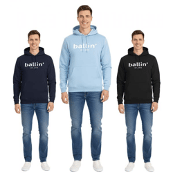 Ballin Est. 2013 Herren nachhaltiger Hoodie Kapuzen-Pullover mit Logo-Print auf der Front HO-H00050 in Schwarz, Blau oder Navy