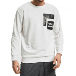 vsct Clubwear Herren Crew-Neck Pullover mit Logo-Patch auf der Brusttasche Sweat-Shirt 5643317 Weiß