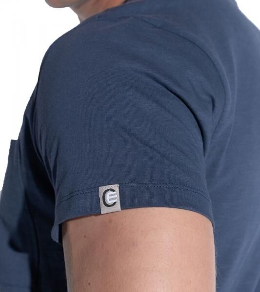 COURSE Slub Cotton Herren Basic T-Shirt mit Brusttasche Rundhals-Shirt Baumwoll-Shirt 900990 Dunkelblau