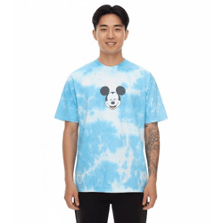 RE:COVERED X Disney Herren T-Shirt mit Mickey Mouse Print Baumwoll-Shirt Rundhals-Shirt MMDIS2787 Blau