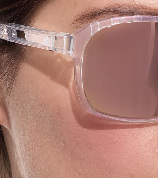 adidas Sport Damen Sonnen-Brille mit verspiegelten Kupfer/Braunen Gl&auml;sern und transparenten B&uuml;geln Lauf-Brille SP0013 6226G Transparent