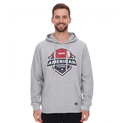 U.S. SPORT AMERICA Herren Hoodie mit Kapuze und großem Schriftzug Baumwoll-Hoodie Sommer-Pullover Freizeit-Hoodie Grau