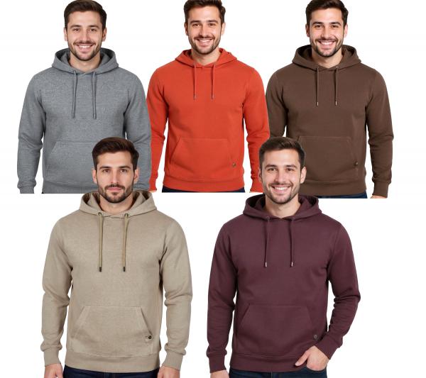 Herren Hoodie Kapuzen-Pullover Basic-Pullover moderner Baumwoll-Pullover Sweater Gro&szlig;e Gr&ouml;&szlig;en Braun, Rot, Grau, Beige oder Weinrot