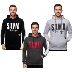 Sportlicher Kapuzen-Sweater für Herren mit großem Print und Schriftzug auf der Front Hoodie Pullover 19154 in Schwarz, Anthrazit oder Grau