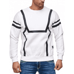 Sportlicher Herren Casual-Pullover mit Kontrastprint Rundhals-Sweater 19045 Weiß