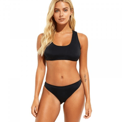 schlichte Damen Bikini Hose Bikini-Slip mit normalem Beinausschnitt Bademode 922405 Schwarz