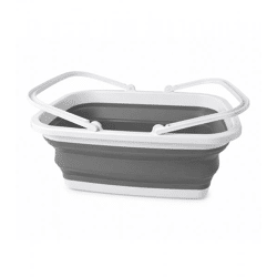 Foldable Laundry Basket, 16 Liters, Space-Saving Laundry Bin with Handles, 9940983, Gray/White
