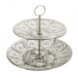 Etagere, Oriental, 2 pieces, silver, ca.23cmH
