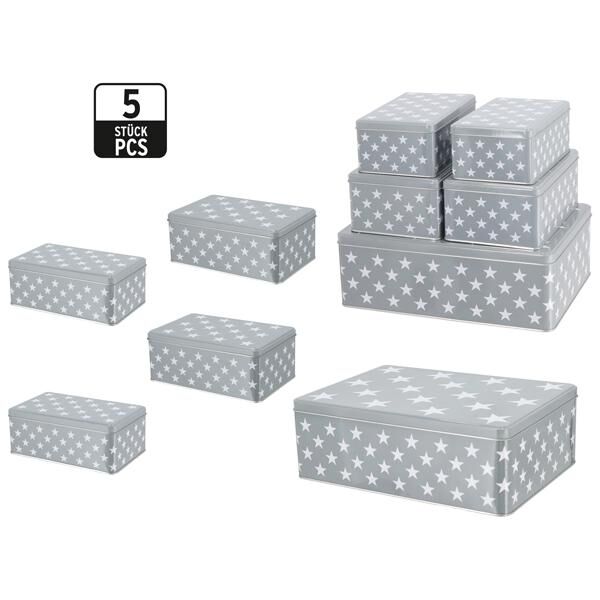 Geb&auml;ckdose Stern 5er Set rechteckig