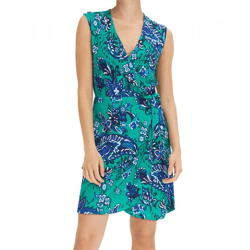 Damen Sommer-Kleid mit floralem Allover-Print Mini-Kleid Freizeit-Kleid Urlaubs-Kleid 978851 Grün/Blau