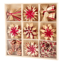 Strohsortiment, X-Mas, 18 tlg. in Holzbox