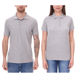 SANTINO Mathias Polo-Shirt aus Bio-Baumwolle Polo-Hemd mit 3er Knopfleiste Kurzarm-Shirt meliert 180 gr/m2 Grau