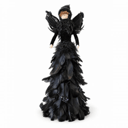 Statue Feder Engel schwarz 50 cm