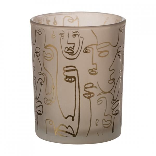 J-Line Windlicht „Faces“, beige, 12,5 cm