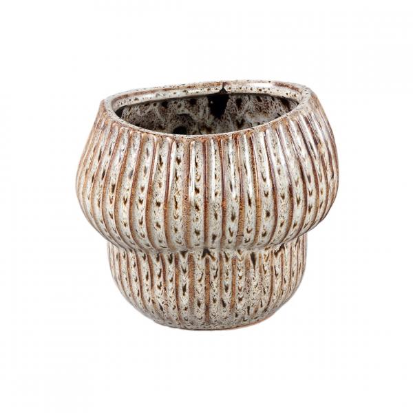 PTMD Colby Flower Pot, Brown, 12 cm