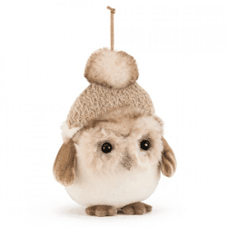 J-Line kersthanger Uil beige/bruin 17 cm