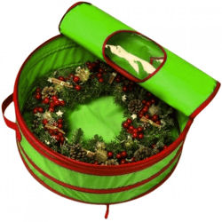 Storage bag Christmas wreath Christmas lights green 60 cm