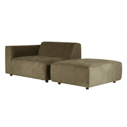 PTMD sofa arm with hocker Quinta moss green 2-piece