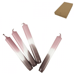 Kaars Dip-Dye taupe 17 cm set van 4