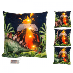 Out of the Blue kussen Dino LED op batterij 40 x 40 cm 4 assorti