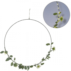 Hangdecoratie ring Botanical LED op batterij 60 cm