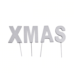Decoratie Kerst letterstekers XMAS zilverkleurig 5 cm