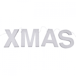 Letterslinger XMAS zilverkleurig horizontaal 85 cm