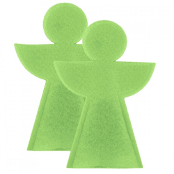 Kerst flesdecoratie Engel vilt groen 36 cm set van 2