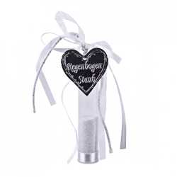 Cadeau hanger Regenboogstof glitter wit 10 cm