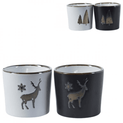 Kaars in pot kerst 6,5 x 6 cm 4 assorti