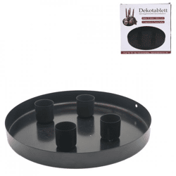 Tablett Kerzenhalter Metall schwarz 20 cm