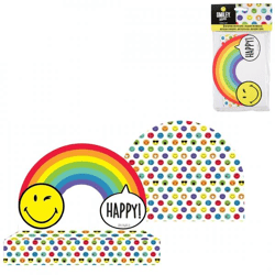 Einladungskarten mit Umschlag Smiley 16 cm 8 Stück.