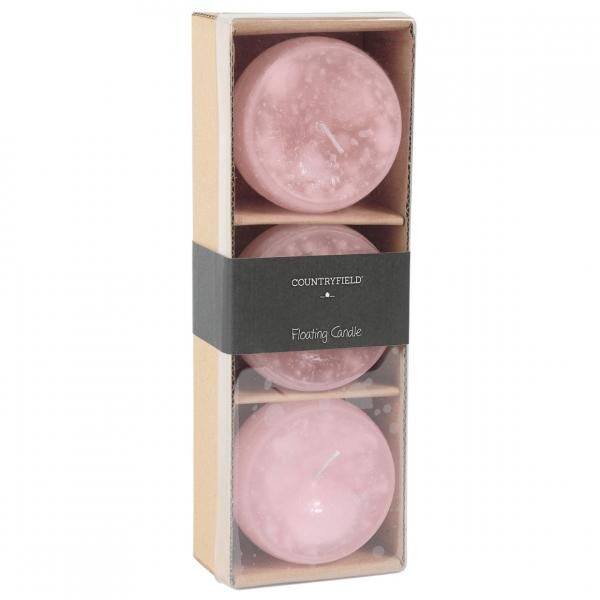 Countryfield schwimmende Kerze Bollie rosa 7 cm Satz von 3