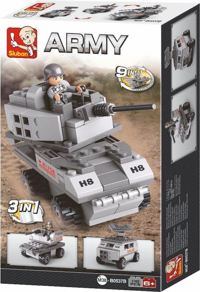 Sluban M38-B0537B - ARMY Panzerfahrzeug 3-in-1 (110 Teile)