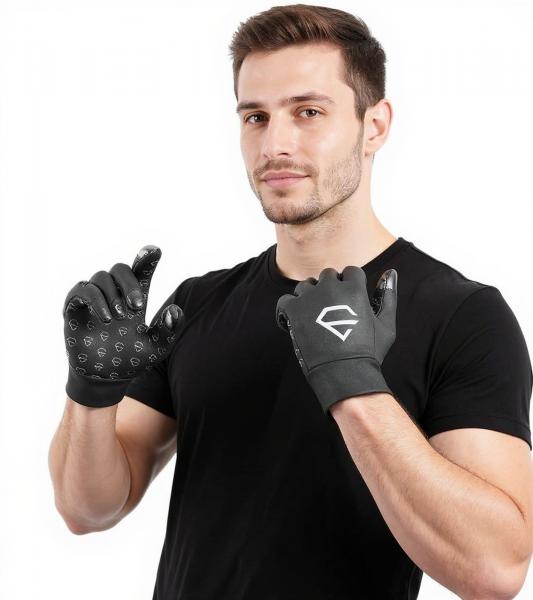 EGREGIE Herren Fahrrad-Handschuhe mit Fleecefutter Lauf-Handschuhe mit Smartphone Handy Touchfunktion Sport-Handschuhe Schwarz