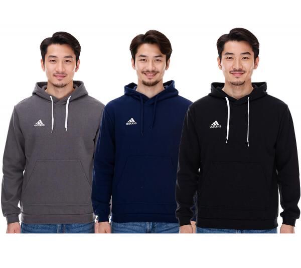 adidas Entrada 22 Hoody Herren Kapuzen-Pullover nachhaltiger Herren Baumwoll-Sweater mit K&auml;ngurutasche Hoodie in Schwarz, Navy oder Grau