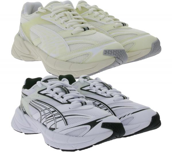 PUMA Velophasis Always On Sneakers Damen und Herren Hybrid-Schuhe mit EVA Zwischensohle nachhaltig und vegan 395908 in Beige oder Wei&szlig;
