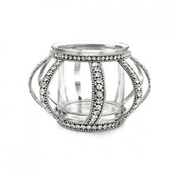 Theelichthouder Crown zilverkleurig 13 cm
