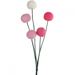 Decoratie bollen op steel vilt roze 33 cm set van 5