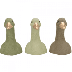 Beeld Duck Head groen 16 cm 3 assorti
