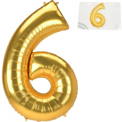 Folie ballon jumbo cijfer 6 goudkleurig 137 cm