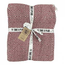 Take a Plaid 25 gerecycled katoen bordeaux 125 x 150 cm