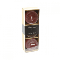 Countryfield drijfkaars Bollie aubergine 5 x 3,5 cm set van 3