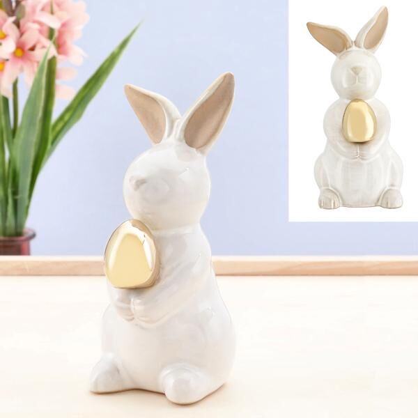 Hase mit goldenem Ei, klein, ca.13cmH
