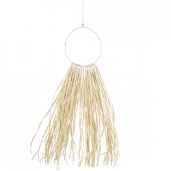 Wanddecoratie Raffia Bead cirkel 70 cm