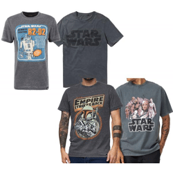 RE:COVERED X STAR WARS Herren T-Shirt Print mit Skywalker-Saga/R2D2 oder Das Imperium schlägt zurück-Print Baumwoll-Shirt Kurzarm-Shirt D