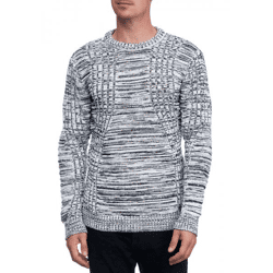 Moderner Herren Strick-Pullover mit Strukturmuster Rundhals-Sweater 13361 Weiß
