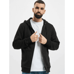 lässiger Urban Classics Herren Hoodie Kordelzug Reißverschluss 300 g/m² mit Baumwolle Schwarz