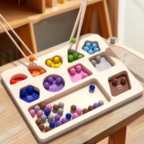 Montessori Holzperlen - Sortierspiel - Lernspielzeug